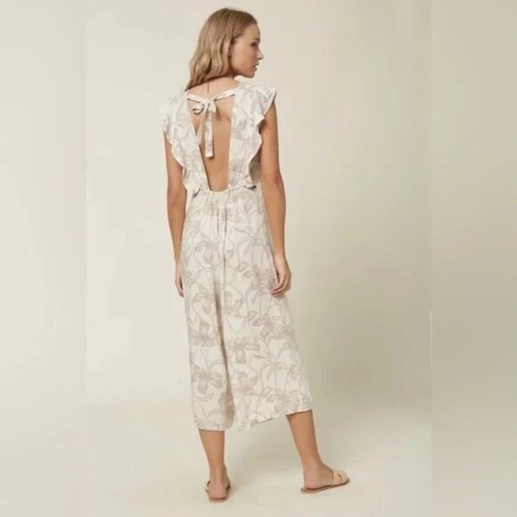 O'Niell Nolan Cropped Romper Cream Floral Jumpsuit L - Picture 4 of 11